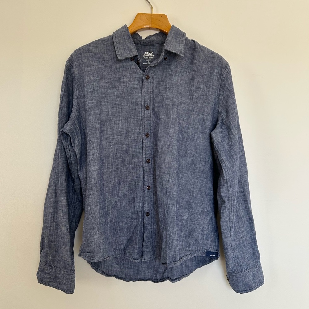 Izod Men's Blue Button-Up Shirt